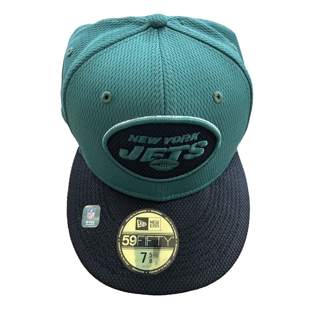 New Era 59Fifty Cap New York Jets Black Green 2021 Road Sideline Sz 7 5/8 NWT